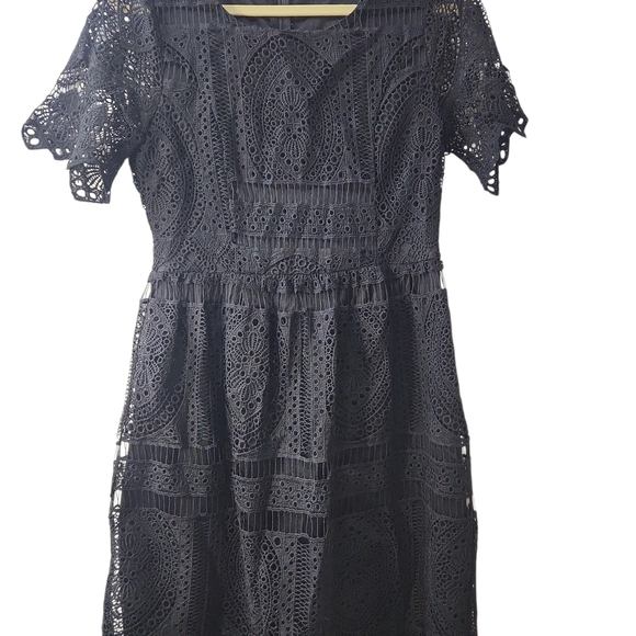 Polagram Dresses & Skirts - Polagram Black Lace Overlay Midi Dress  - Medium